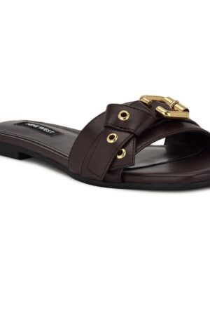 Nine West Women's Missj Buckle Slip-On Flat Sandals