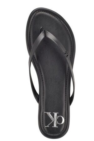 Calvin Klein Women's Crude flat thong sandal in black.