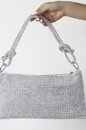 Berness Rhinestone Top Zip Shoulder Bag