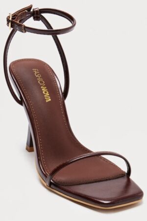 FASHIONOVA Ziva Ankle Strap Heels - Chocolate