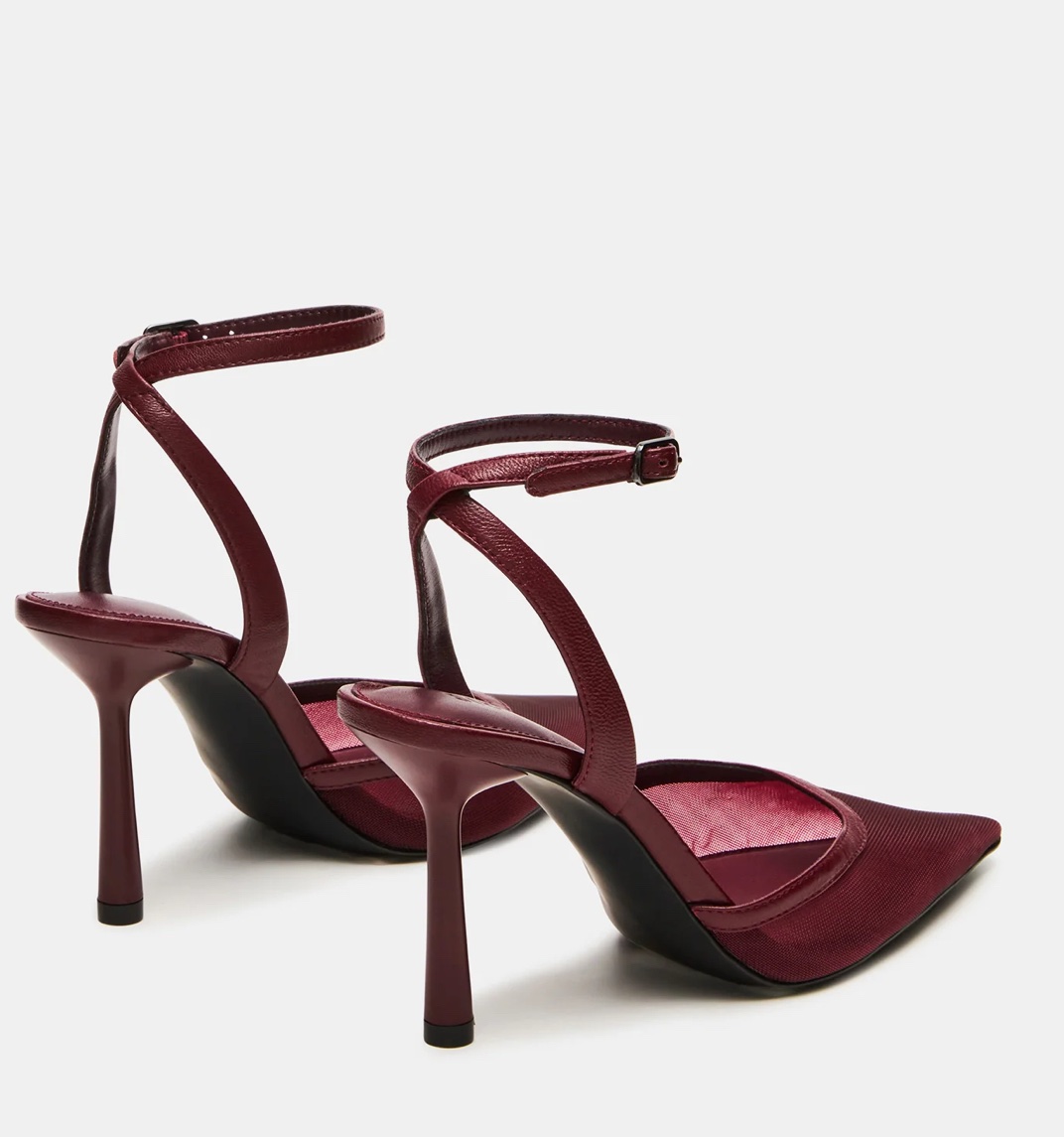 Steve Madden Alliance Mesh Ankle Strap Pointed Toe Pump in burgundy. - Image 5