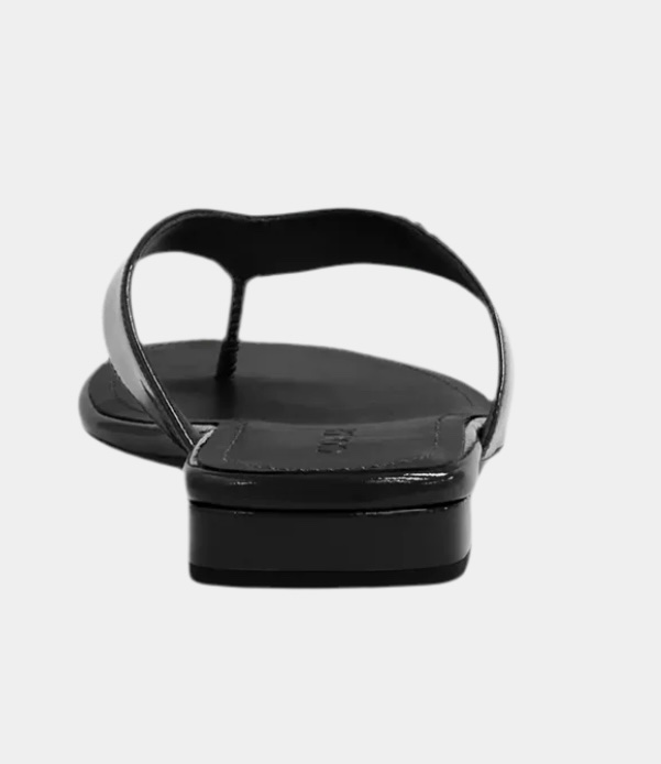 Coach Bridgette sandals in black patent leather. - Image 4