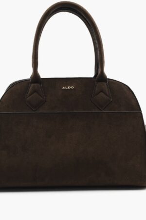 ALDO Ekan satchel in a brown faux suede material.