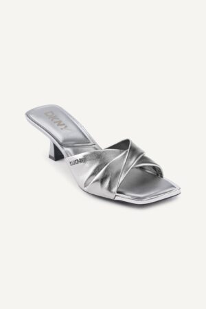 DKNY Jolaine Twist Metallic Dress Slide Sandals.