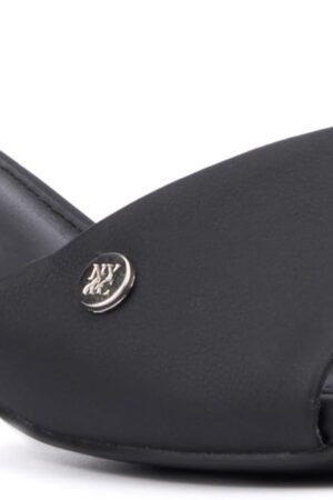 New York & Company Women's Gaia kitten heel slide sandal in black.