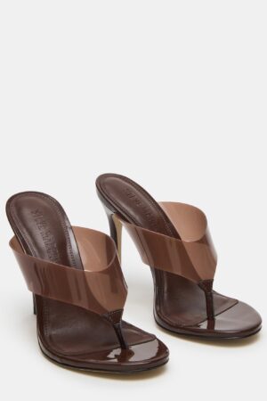 Steve Madden Sabine brown wedge thong sandals.