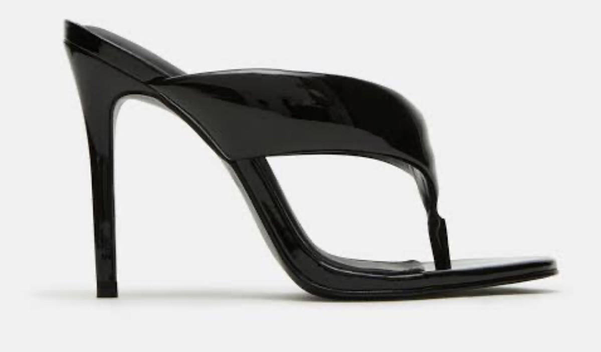 Steve Madden Sabine Black Patent Thong Mule Women’s Heel - Image 4