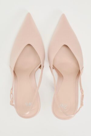 Zara soft pastel pink satin slingback heels.