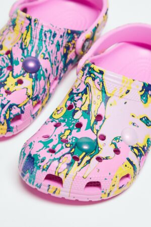 Crocs Classic Bubble Marble clogs in Taffy Pink Multi.