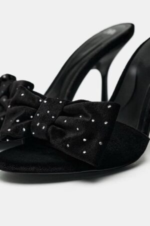 Zara Bow Slingback Heels in black