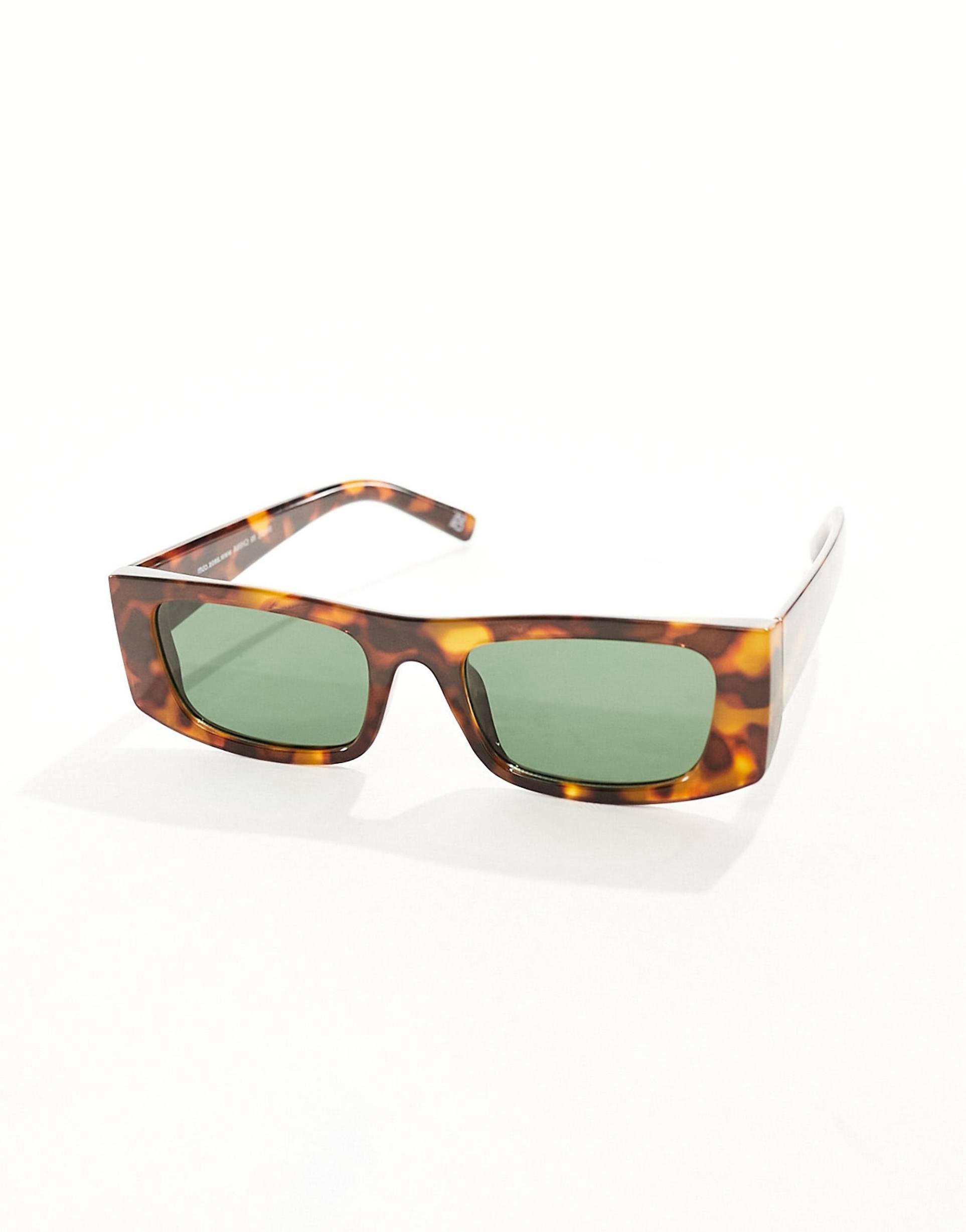 ASOS DESIGN flat top mid square sunglasses in tort - Image 3