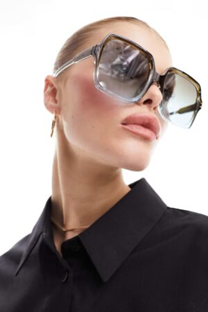 ASOS DESIGN oversized 70s sunglasses in green crystal fade