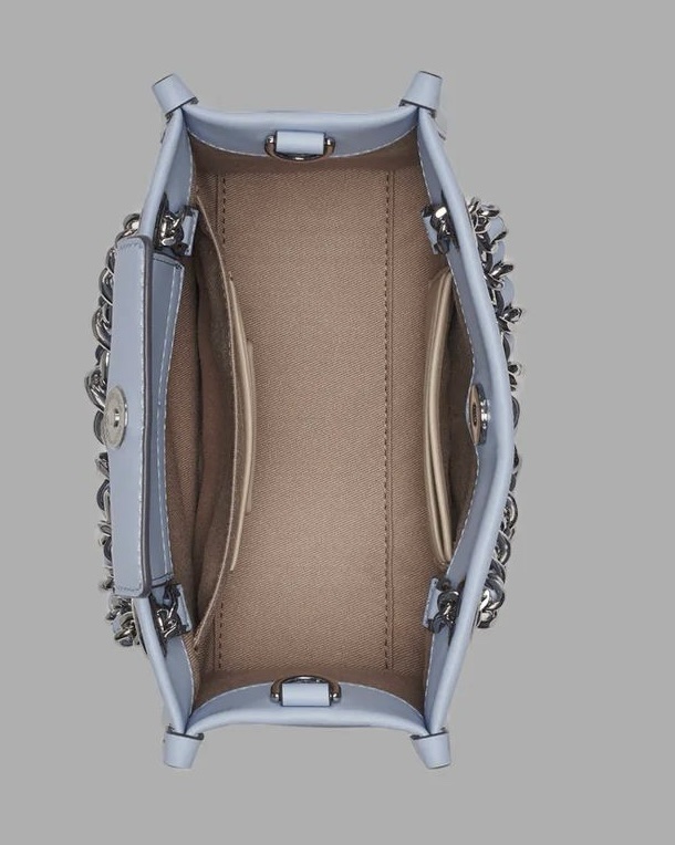 Karl Lagerfeld Paris Savoie Crossbody Leather Chain Mini Tote. (Blue Aura) - Image 5