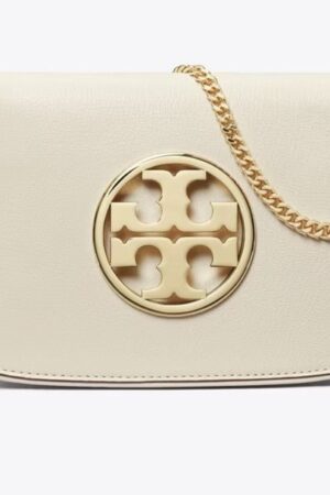 Tory Burch Women's Reva Leather Clutch in new ivory