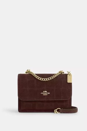 COACH Mini Klare Crossbody Bag in Crocodile-Embossed Suede and Leather