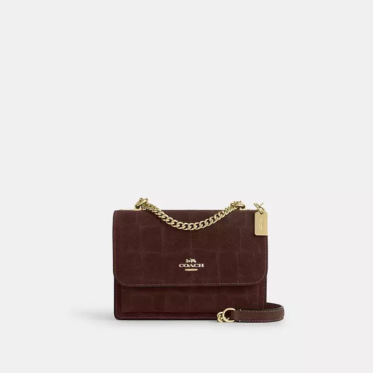 COACH Mini Klare Crossbody Bag in Crocodile-Embossed Suede and Leather