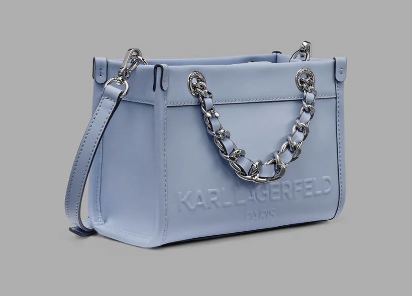 Karl Lagerfeld Paris Savoie Crossbody Leather Chain Mini Tote. (Blue Aura) - Image 4