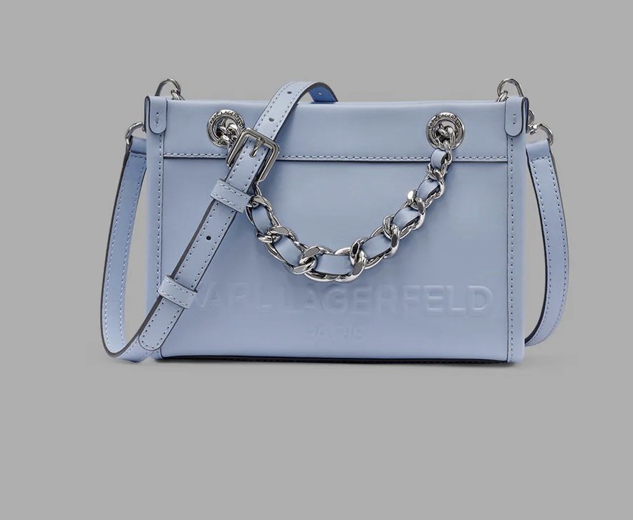Karl Lagerfeld Paris Savoie Crossbody Leather Chain Mini Tote. (Blue Aura) - Image 2