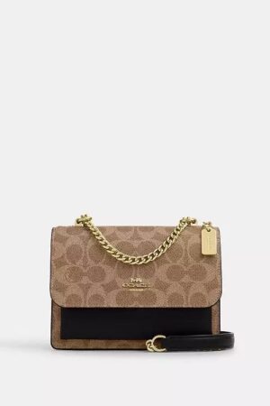 Coach Mini Klare Crossbody Bag In Signature Canvas (Tan/Black)