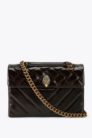 KURT GEIGER LONDON LEATHER KENSINGTON BAG (DARK BROWN)