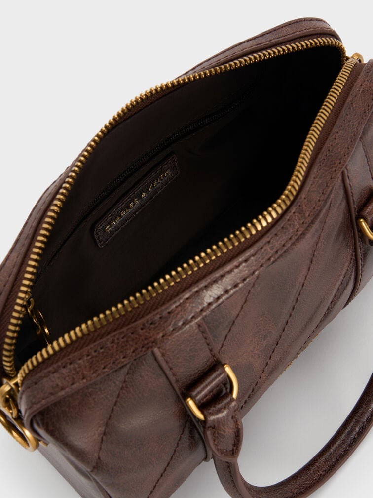 CHARLES & KEITH Philomena Bowling Bag - Distressed Coffee - Image 6