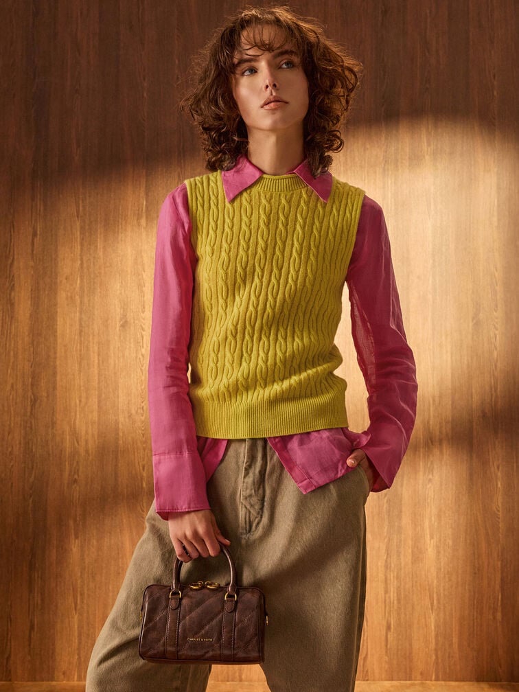 CHARLES & KEITH Philomena Bowling Bag - Distressed Coffee - Image 7