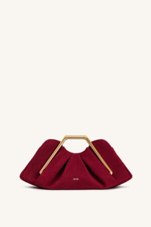 JW PEI Lila Faux Suede Metal Frame Clutch - Red