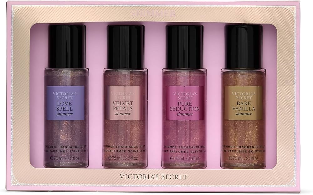 Victoria's Secret Fragrance Mist Collection 4 Piece Shimmer Mini Gift Set, Assorted Scents - Image 2
