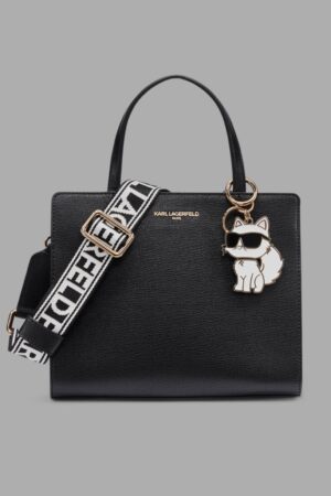 Karl Lagerfeld Paris Maybelle Satchel with a signature Choupette cat charm.