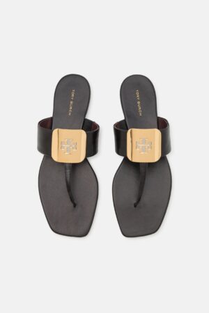 Tory Burch Georgia Leather Thong Sandals in Black
