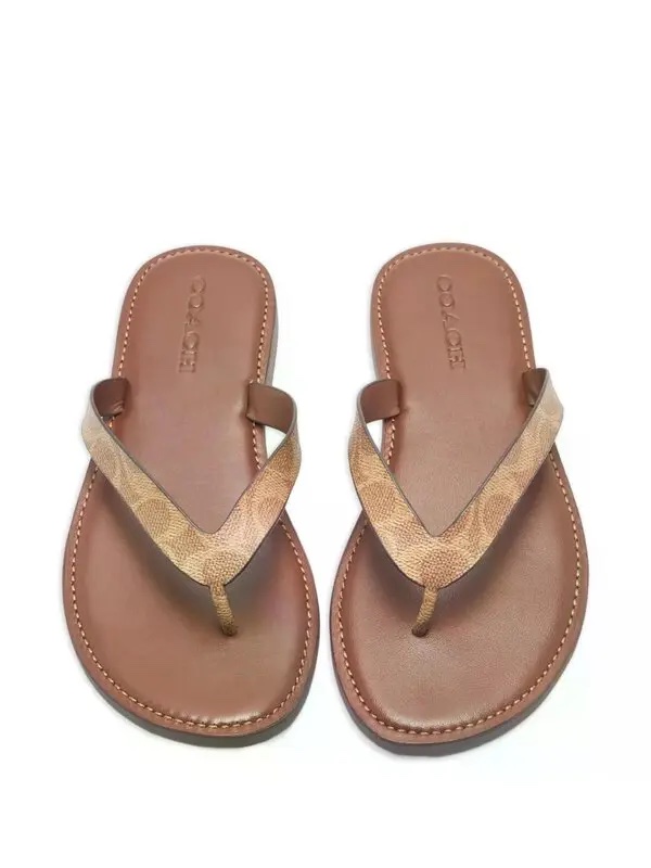 Coach Women's Brianna Flip Flop Sandals in brown signature canvas